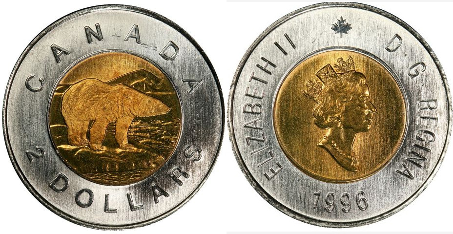 1996 German Planchet Canadian 2-Dollar Coin