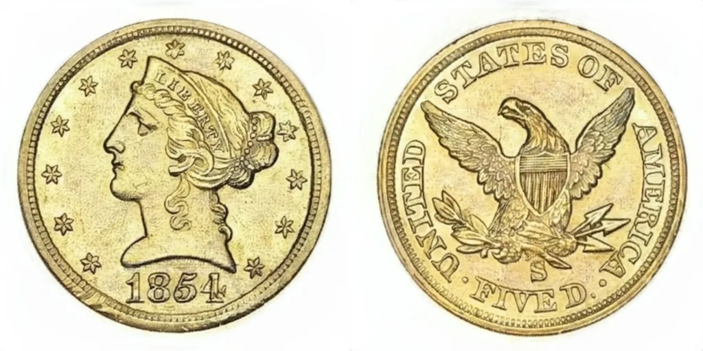 1854-S Liberty Head Half Eagle