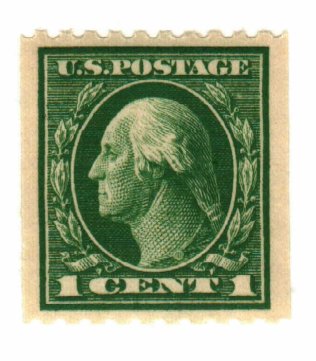 1914 1-Cent Green George Washington Stamp