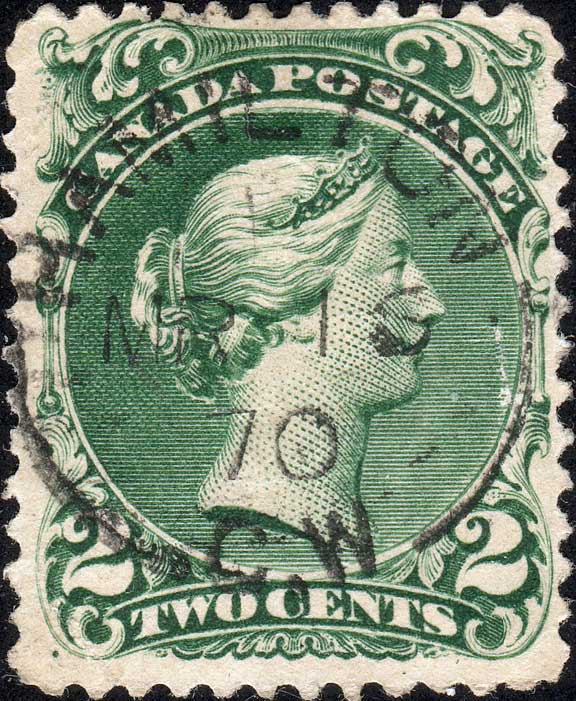 2¢ Large Queen on Laid Paper Stamp