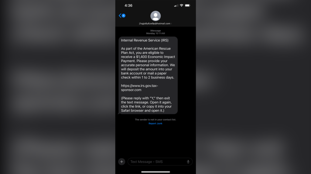 Fake $1,400 Refund Messages Targeting Taxpayers